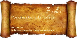 Porubszky Lázár névjegykártya